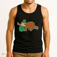 Cute Funny St Patrick's Day Sloth Tank Top thumb 3