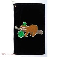 Cute Funny St Patrick's Day Sloth Golf Towel thumb 0