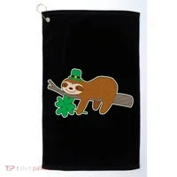 Cute Funny St Patrick's Day Sloth Golf Towel thumb 0