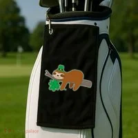Cute Funny St Patrick's Day Sloth Golf Towel thumb 2