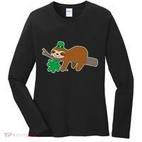 Cute Funny St Patrick's Day Sloth Women's Long Sleeve Shirt thumb 0