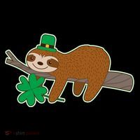 Cute Funny St Patrick's Day Sloth Kids Long Sleeve Shirt thumb 2