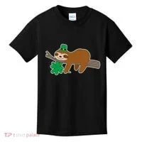 Cute Funny St Patrick's Day Sloth Kids T-Shirt thumb 0