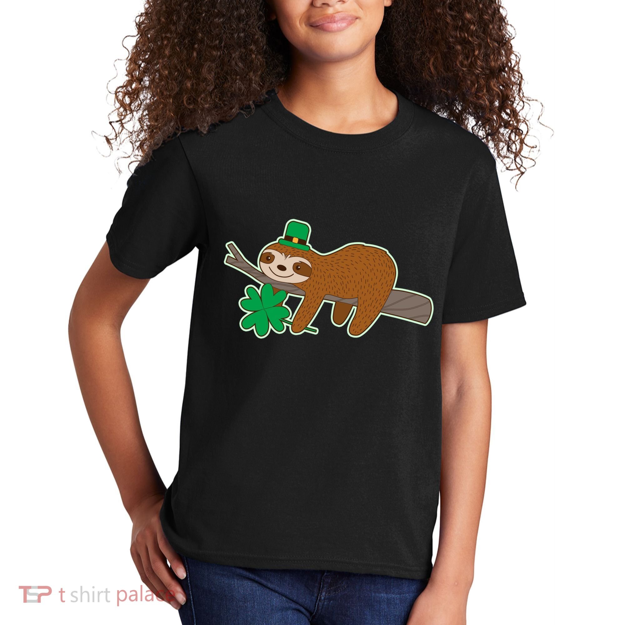 Cute Funny St Patrick's Day Sloth Kids T-Shirt