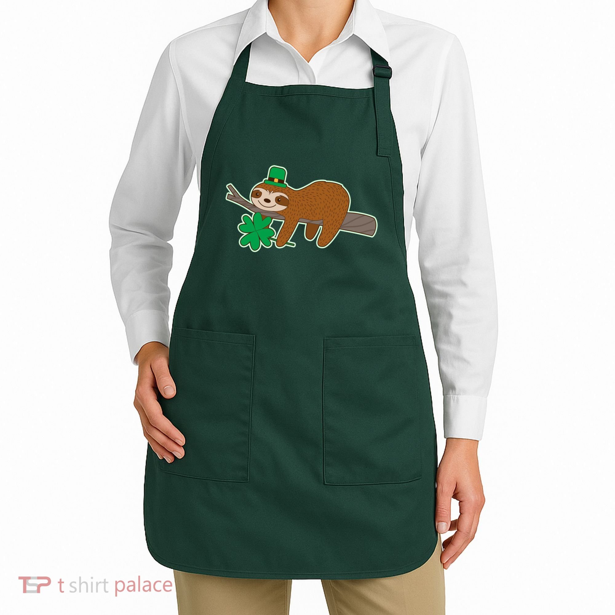 Cute Funny St Patrick's Day Sloth Apron
