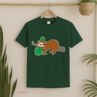 Cute Funny St Patrick's Day Sloth T-Shirt thumb 2