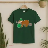 Cute Funny St Patrick's Day Sloth T-Shirt thumb 2