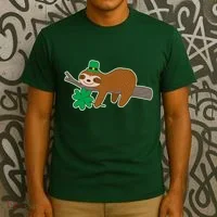 Cute Funny St Patrick's Day Sloth T-Shirt thumb 3