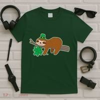 Cute Funny St Patrick's Day Sloth T-Shirt thumb 5