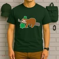 Cute Funny St Patrick's Day Sloth T-Shirt thumb 6