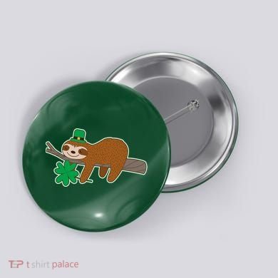 Cute Funny St Patrick's Day Sloth Button