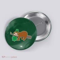 Cute Funny St Patrick's Day Sloth Button thumb 0