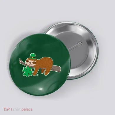 Cute Funny St Patrick's Day Sloth Button