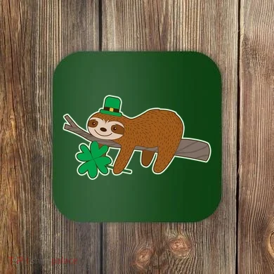 Cute Funny St Patrick's Day Sloth Coaster