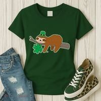 Cute Funny St Patrick's Day Sloth Women's T-Shirt thumb 3