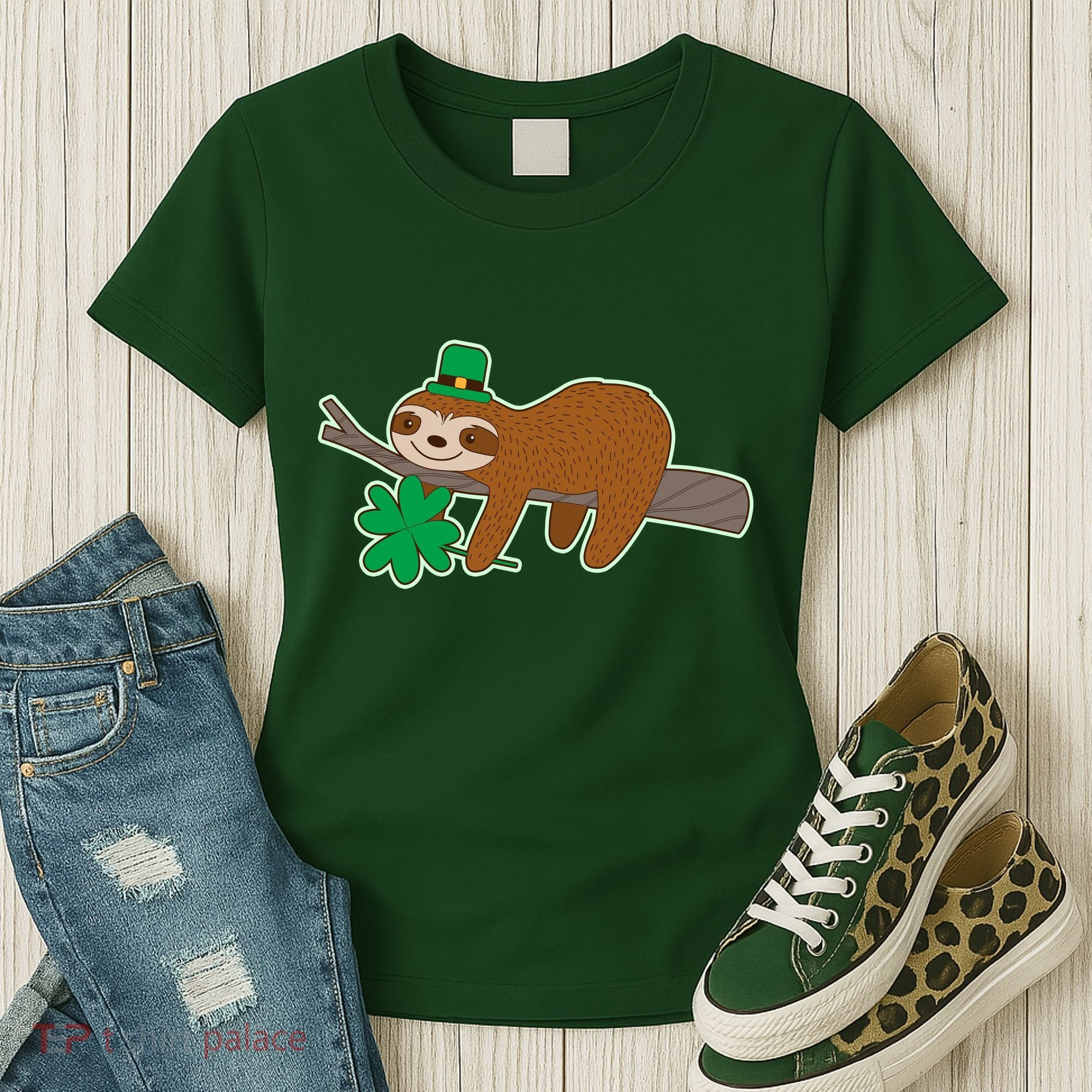 Cute Funny St Patrick's Day Sloth Women's T-Shirt