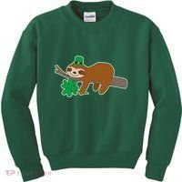 Cute Funny St Patrick's Day Sloth Kids Sweatshirt thumb 0