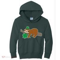 Cute Funny St Patrick's Day Sloth Kids Hoodie thumb 0