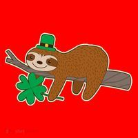 Cute Funny St Patrick's Day Sloth Santa Hat thumb 1