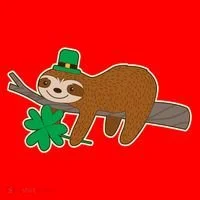 Cute Funny St Patrick's Day Sloth Santa Hat thumb 1