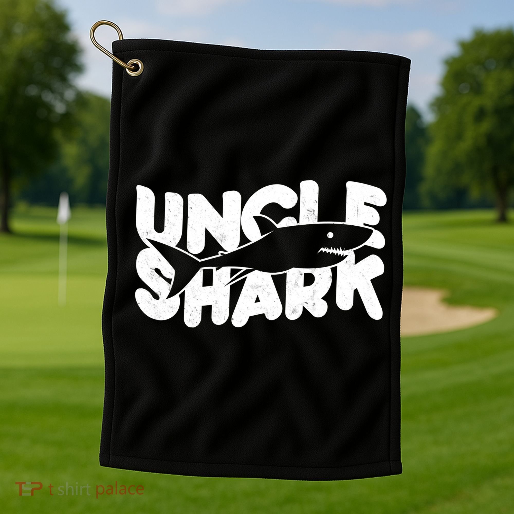 Cute Funny Uncle Shark Golf Towel