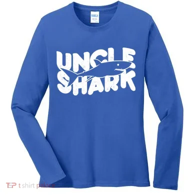 Cute Funny Uncle Shark Women's Long Sleeve Shirt