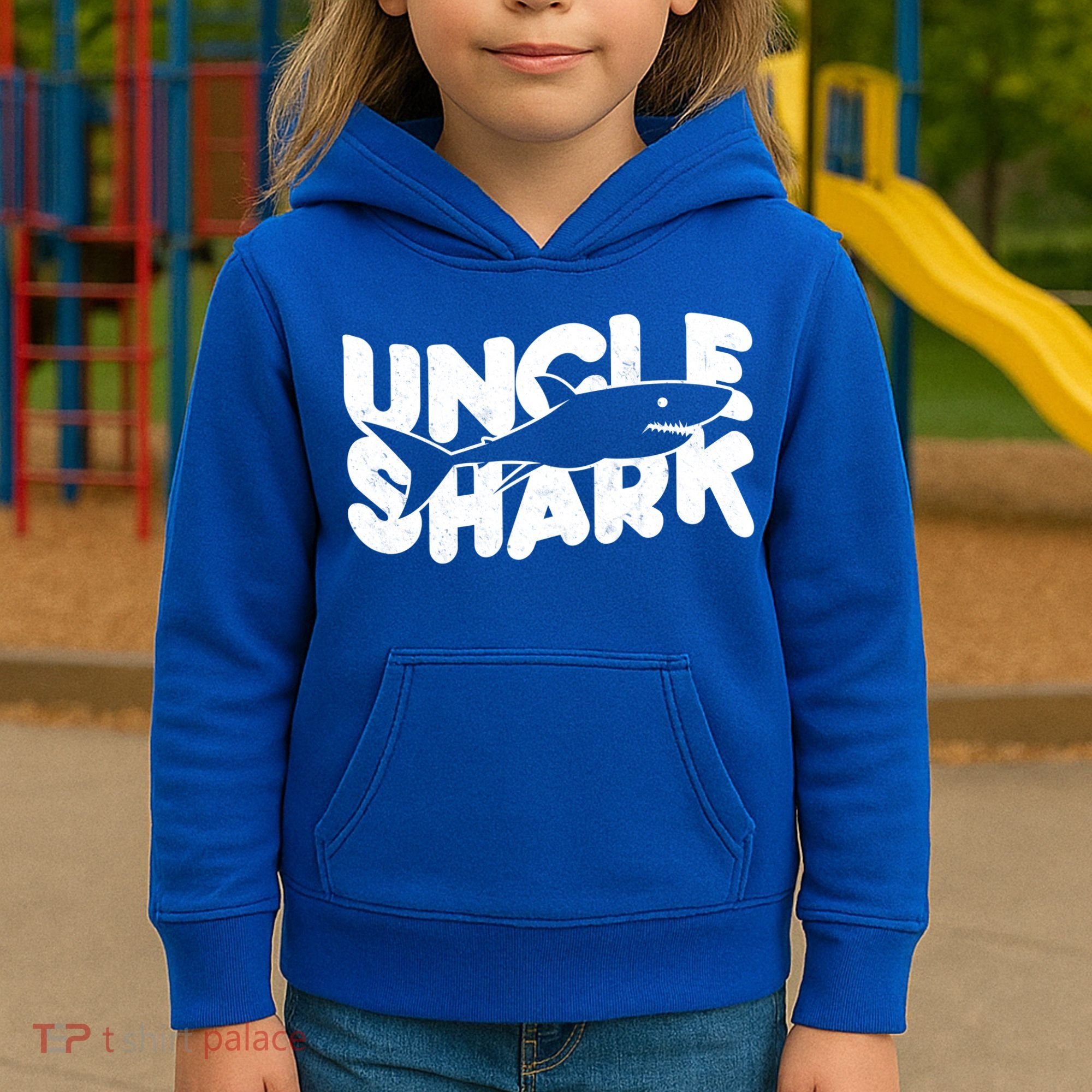 Cute Funny Uncle Shark Kids Hoodie