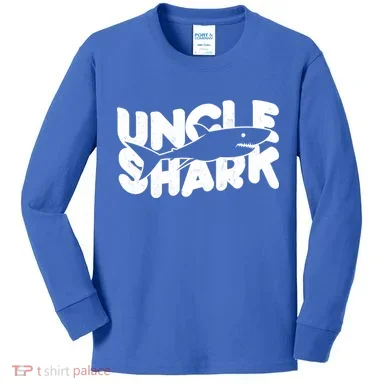 Cute Funny Uncle Shark Kids Long Sleeve Shirt
