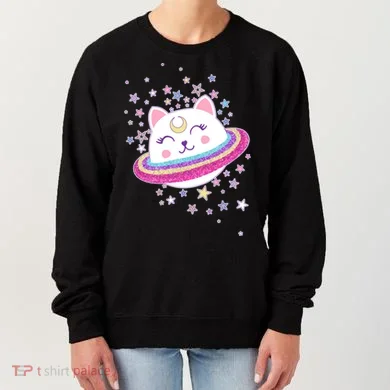 Cute Galaxy Saturn Cat  Women's Sweatshirt