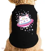 Cute Galaxy Saturn Cat  Doggie Tank thumb 0