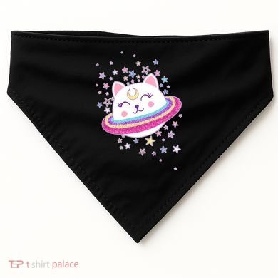 Cute Galaxy Saturn Cat  USA-Made Doggie Bandana