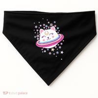 Cute Galaxy Saturn Cat  USA-Made Doggie Bandana thumb 0