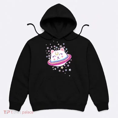 Cute Galaxy Saturn Cat Hoodie