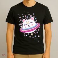Cute Galaxy Saturn Cat  T-Shirt thumb 3