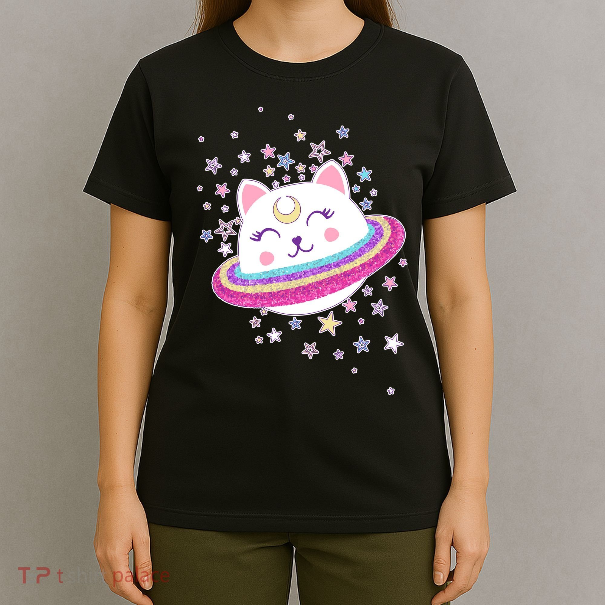 Cute Galaxy Saturn Cat  T-Shirt