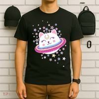 Cute Galaxy Saturn Cat  T-Shirt thumb 6