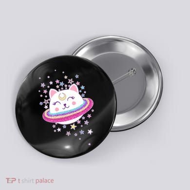 Cute Galaxy Saturn Cat  Button