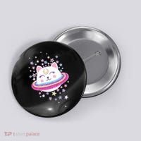 Cute Galaxy Saturn Cat  Button thumb 0