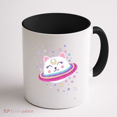 Cute Galaxy Saturn Cat  Coffee Mug back