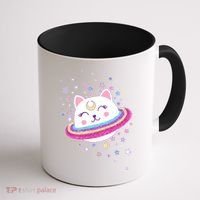 Cute Galaxy Saturn Cat  Coffee Mug thumb 1