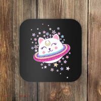 Cute Galaxy Saturn Cat  Coaster thumb 0