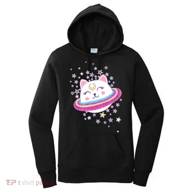Cute Galaxy Saturn Cat Women's Hoodie
