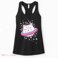 Cute Galaxy Saturn Cat  Women's Tank Top thumb 0