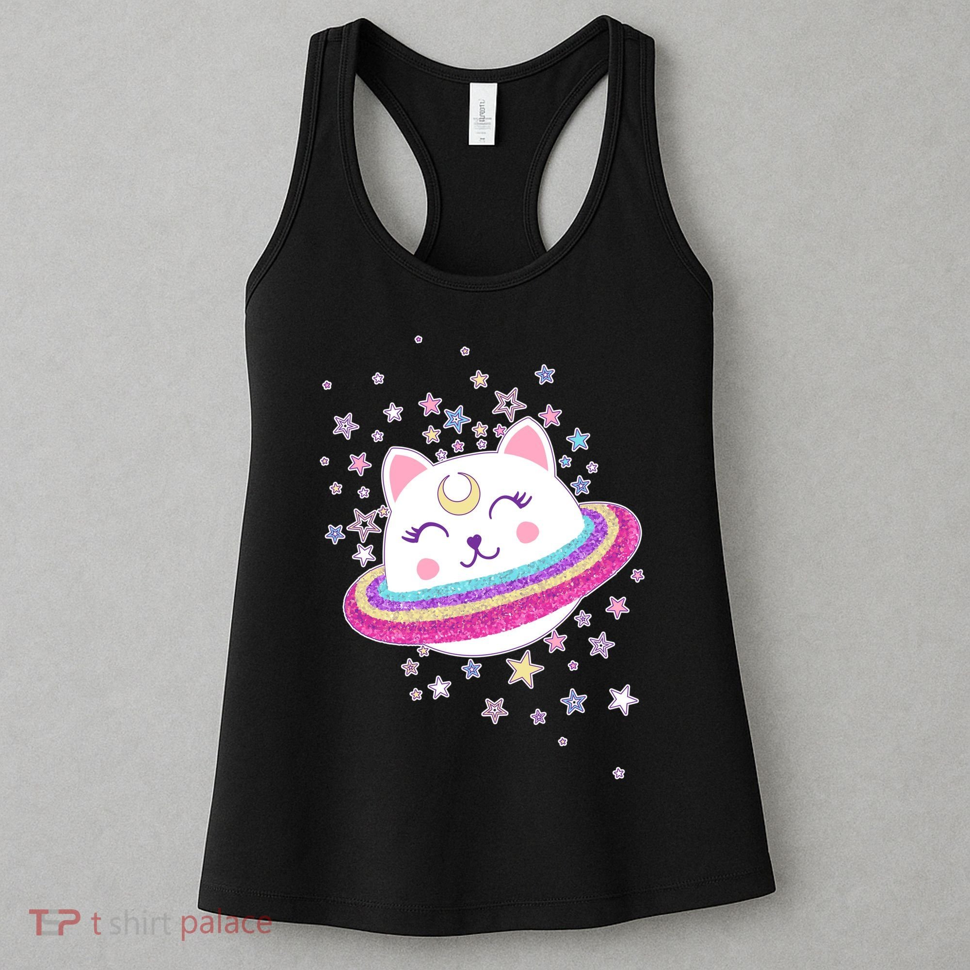 Cute Galaxy Saturn Cat  Women's Tank Top