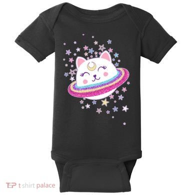 Cute Galaxy Saturn Cat  Baby Bodysuit