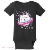 Cute Galaxy Saturn Cat  Baby Bodysuit thumb 0