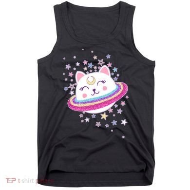 Cute Galaxy Saturn Cat  Tank Top