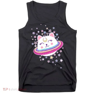 Cute Galaxy Saturn Cat Tank Top
