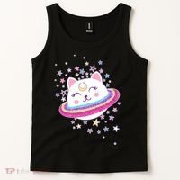 Cute Galaxy Saturn Cat  Tank Top thumb 2