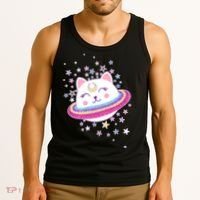 Cute Galaxy Saturn Cat  Tank Top thumb 3